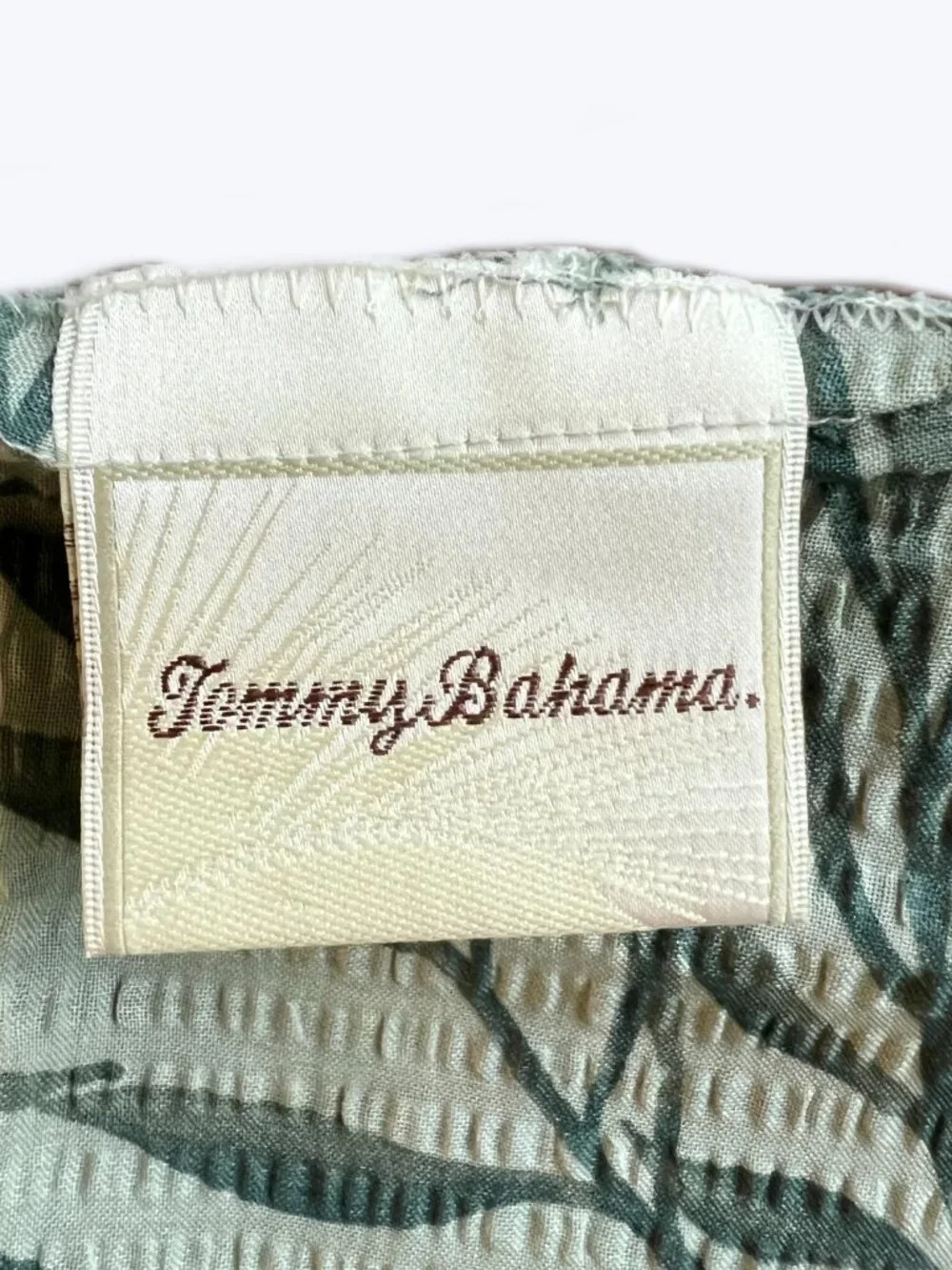 Vtg Tommy Bahama Green Tropical Palm Seersucker Pillow Sham Cotton Voile Italy